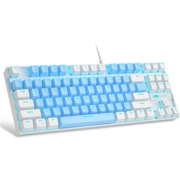 75% Mechanical Gaming Keyboard with Blue Switch,LED Blue Backlit Keyboard,87Keys